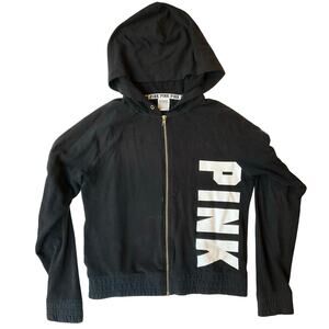 Pink Victoria’s Secret Women Casual Long Sleeve FullZip Soft Jacket size S,Black